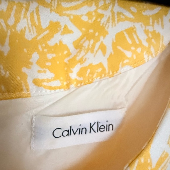 Calvin Klein Yellow Fit & Flare Dress Tie Waist Wedding Guest Banquet S 6 (Est) - Picture 4 of 10